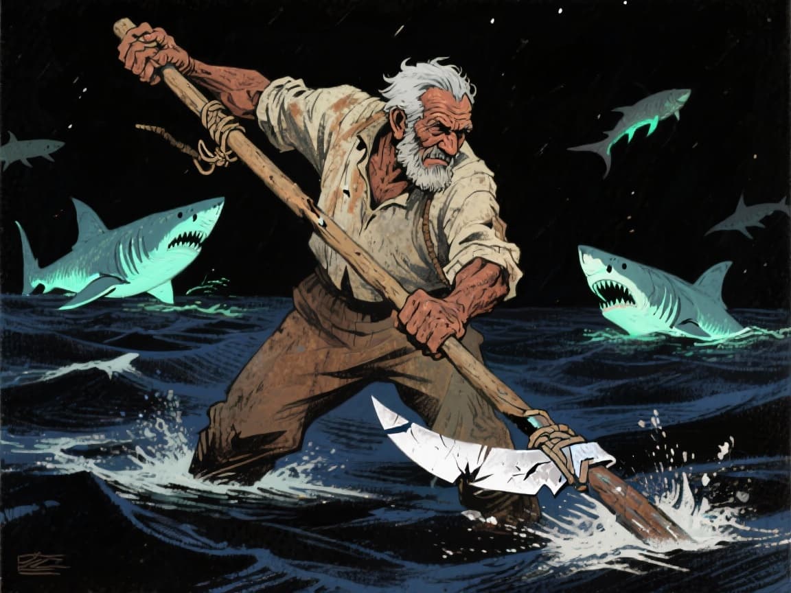 Sharks attacking the boat